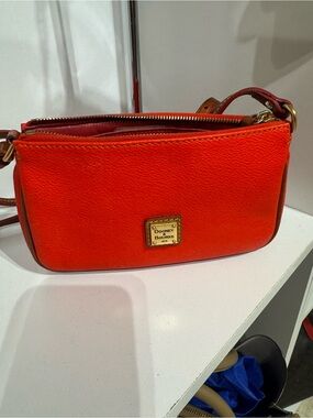 Dooney & Bourke Bright Orange Pebbled Leather Crossbody